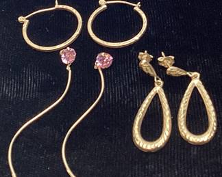 (3) 14KT GOLD EARRING PAIRS, 2.4g TOTAL