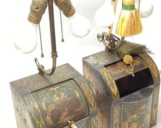 VTG. CONVERTED TEA CANISTER LAMPS