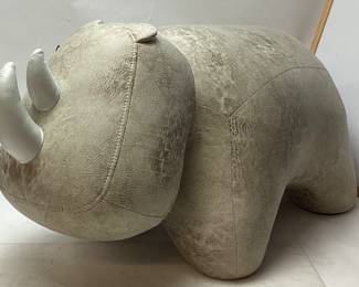 JOSHUA STEINBERG CLASSIC SAFARI OTTOMAN, RHINO NEW