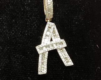 10kt GOLD & DIAMONDS ‘’A’’ LETTER PENDANT, 4g, 1.5''