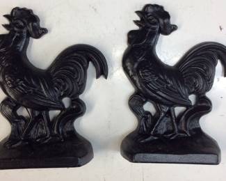CAST IRON ROOSTER BOOKENDS