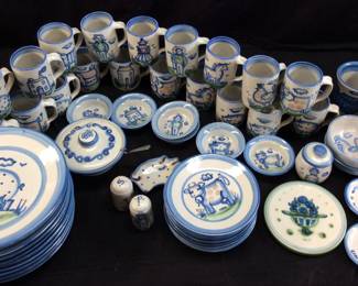 VTG. M.A. HADLEY FARM HOUSE POTTERY DISH SET,  77 PIECE