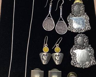 ASSORTED STERLING SILVER JEWELRY, EARRIN