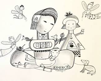 MadhaviJoshi Childhoodstories5 InkonPaper 18x12 $700