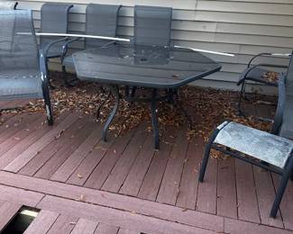 PATIO TABLE AND 6 CHAIRS