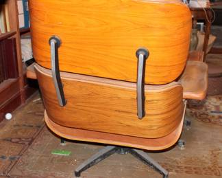 Vintage Eames style lounge chair and ottoman, as shown condition