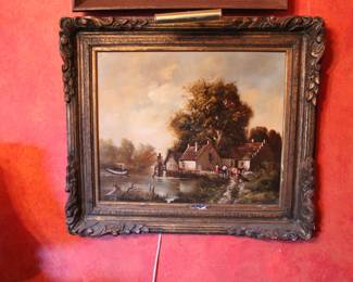 Signed oil on canvas of a mill