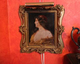 Framed oil on canvas in ornate frame