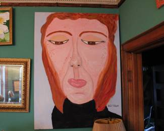 Large oil on canvas, portrait of a woman, unframed