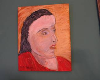 Signed oil on canvas, portrait of a woman
