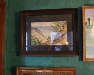 Watercolor of dunes, probably Lake Michigan, signed Glenn Butler, Indiana artist