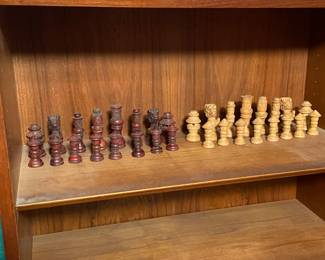 Hand carved wood chess set