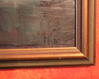 Signature on mid century oil on canvas of a ballerina