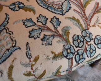 Detail on the fabric on the Southwood  Hepplewhite arm chair with inlay, c. 1970's
