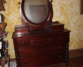 Dresser with mirror by the Davis Cabinet Company, Nashville, Tennessee, Craftsmen of Fine SOLID WOOD Furniture.  We also have the highboy and the full size poster bed