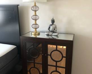 Mirrored Chest, Lamp, Buddha
