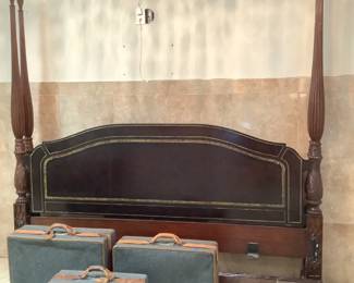 King bed with vintage Hartmann Luggage