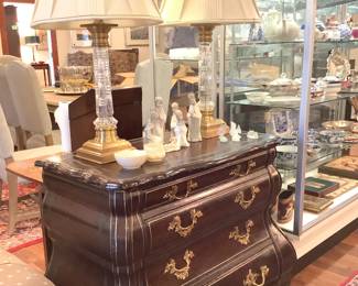 Maitland Smith Chest and Wildwood Crystal Lamps
