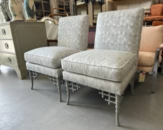 pair Hickory Chair Kit slipper chairs