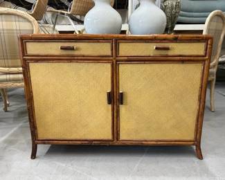 woven cane rattan bamboo cabinet