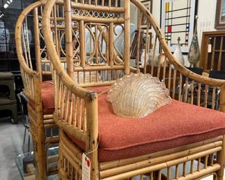 Brown Jordan rattan bamboo Brighton style chairs