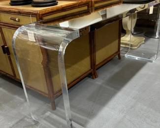 lucite Lion in Frost console table