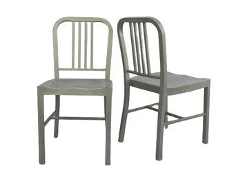 Emeco Reproduction Pair (2) Chairs, Industrial, Navy, Total Of 3 Available - Steel Construction, Boho, WWII