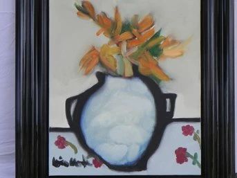 Louise Houde Still Life Flower Original Painting - Beautiful - 33 High X 29 Wide X 2 1/2 Deep - Quebec Canada