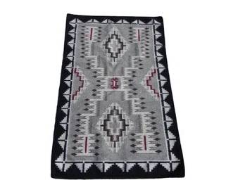 Navajo, Dine, Storm Pattern Crystal ?, Two Grey Hills ? Navajo Rug, Dine Blanket 56 X 36, Two Gray Hills, New Mexico, Santa Fe