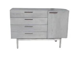 Shale, Grey, 4 Drawer, 1 Door Credenza, Buffet, Leather Handles, Bludot - New Old Stock - Modlivin - Gus