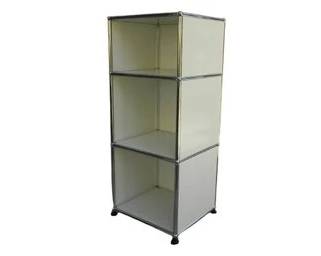 USM Haller Off White - Chrome Unit 2 Of 2 - 3 Hole Cubby - Bookshelf, Storage Tower, Design Within Reach, DWR