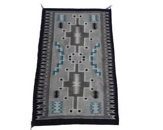 Two Grey Hills, Navajo Weaving, Turquoise Wow, 42 X 27, Dine Rug Weaving, Trading Post, American Indian