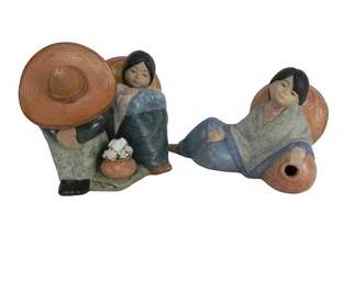 Mexicana, 2 Figurines, By Nadal - Division Of Lladro, Valencia Spain, Manufactured In Lemera Mexico, Mexican