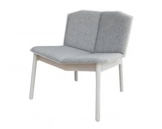 Blu Dot, Oragmai Cat Pajamas Lounge Chair, White Metal, Whitewashed Oak Legs,Light Grey Felt Fabric, Modlivin