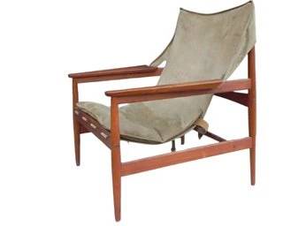 Hans Olsen "Easy Chair" For Viska Mobler, Kinna, Sweden Teak And Suede Leather , Danish Modern, Mid-century 1950s, Danish Modern