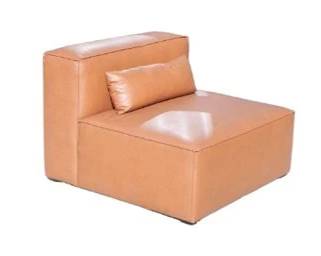 Gus Mix Modular Armless Chair - Brown Saddle Leather Look - 38 X 38 X 28 - New Old Stock - Modlivin, Bludot