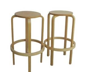 Alvar Alto Bent Plywood Stool - Reproduction - Stacking - Pair (2) Set 2 Of 2 Total Of 4 Available 
