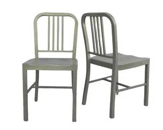 Emeco Reproduction Pair (2) Chairs, Industrial, Navy, Total Of 3 Available - Steel Construction, Boho, WWII