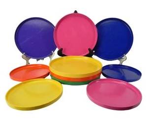 Heller, Massimo Vignelli Dinnerware, Various Colors - 4 Salad Plates 6 Dinner Plates - Total 10 Pieces