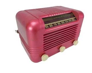 Radiola Radio, Art Deco, Tube Radio, Brown Knobs, 1930s, 1940s, Raspberry, Speaker, Great Decorator Piece