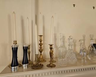 Brass & crystal candle sticks