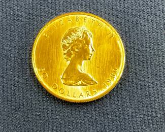 1OZ GOLD 1980 $50 MAPLE LEAF