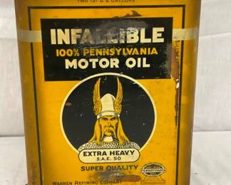2G. INFALLIBLE MOTOR OIL CAN W/ VIKING