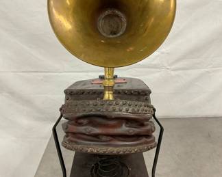 UNUSUAL ANTIQUE SMOKE HELMET AIR PUMP