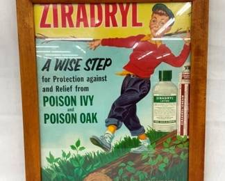 EARLY ZIRADRYL FRAMED ADVERTISING