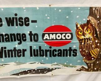 OLD STOCK AMOCO BANNER W/OWL