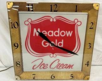 16IN. MEADOW GOLD ICE CREAM CLOCK