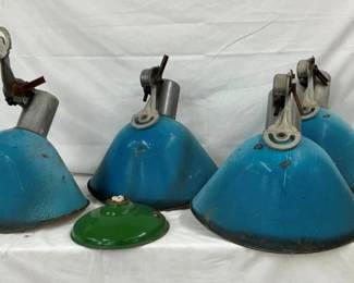 (4) BLUE ENAMAL STATION LIGHTS 
