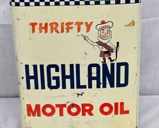 2G. HIGHLAND MOTOR OIL CAN W/ MAN