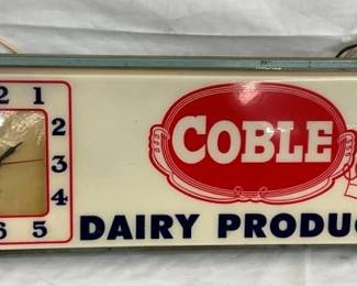 26X9 COBLE DAIRY PRODUCT LIGHTED CLOCK